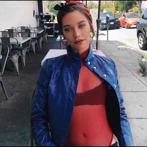 Red fishnet bodysuit